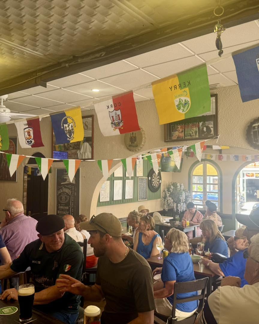 GAA county flags hanging inside the bar